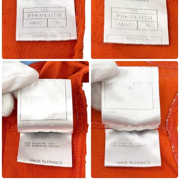 CHANEL Vintage 02S CC Logo Swimsuit Bikini #36 Swimwear Orange Nylon [102707] - Picture 7 of 13